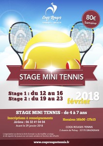 Affiche stage mini tennis février 2018