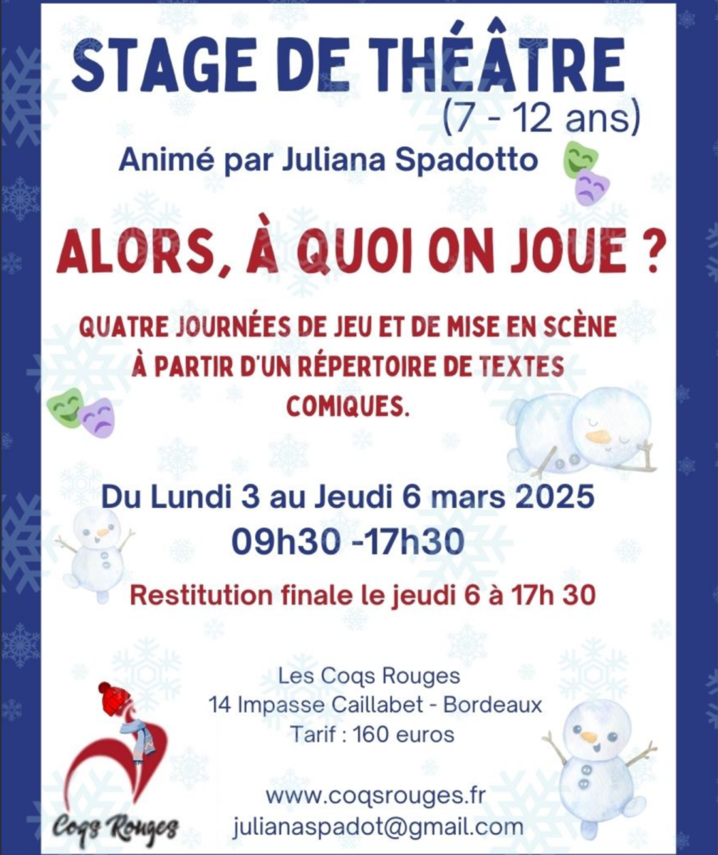 Stage de Théâtre – Vacances de Février 2025 (7-12 ans)