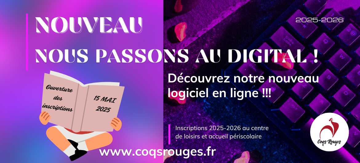 Bannière annonçant le passage au digital avec ouverture des inscriptions en ligne le 15 mai 2025.