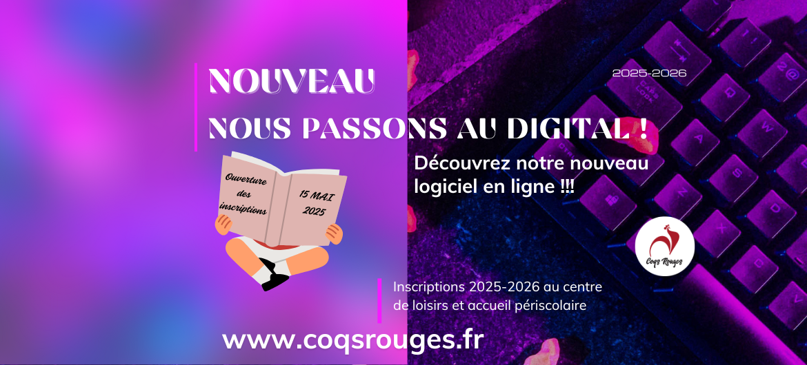 Bannière annonçant le passage au digital avec ouverture des inscriptions en ligne le 15 mai 2025.