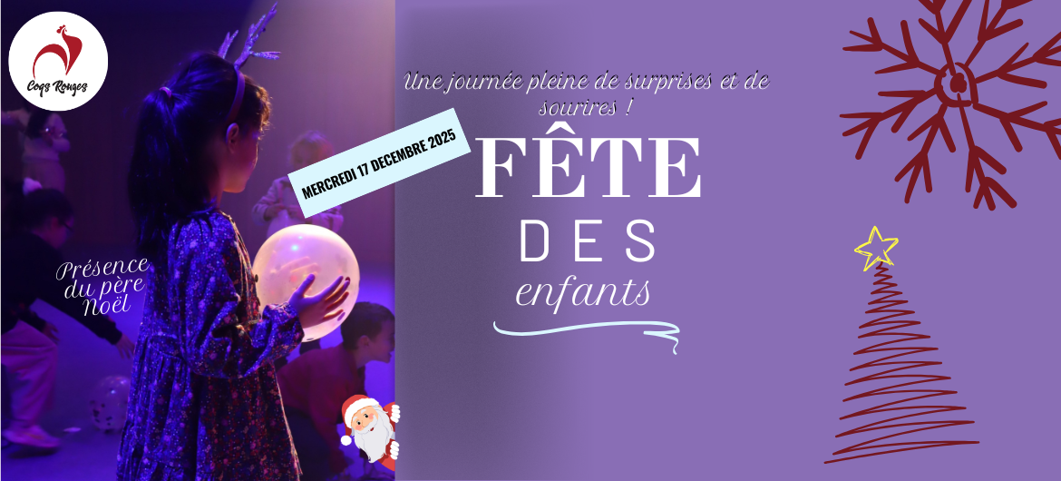 Enfants participant à la Fête des Enfants aux Coqs Rouges à Bordeaux, événement festif avec la présence du Père Noël.